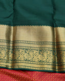Red and Green bridal silk saree