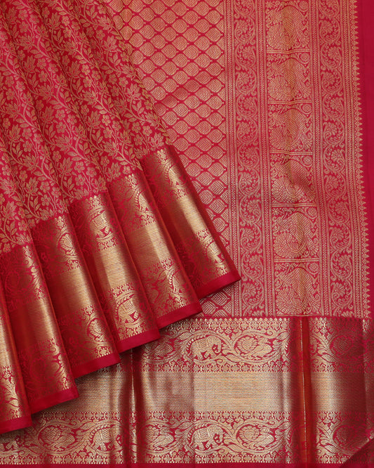 Hot pink Bridal silk saree