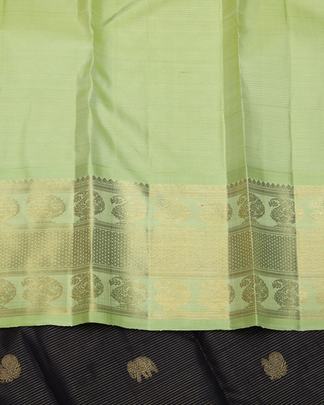 Black and Mint pure zari silk saree