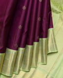 Purple and Mint pure zari silk saree