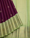 Purple and Mint pure zari silk saree