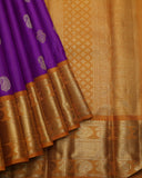 Purple and mustard pure zari silk saree