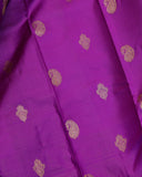 Purple and mustard pure zari silk saree