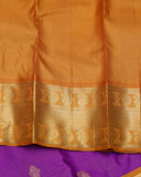 Purple and mustard pure zari silk saree