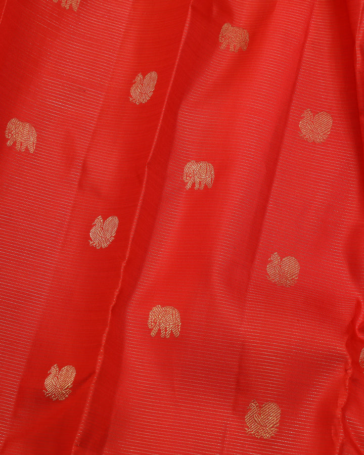 Red and Lavender pure zari silk saree