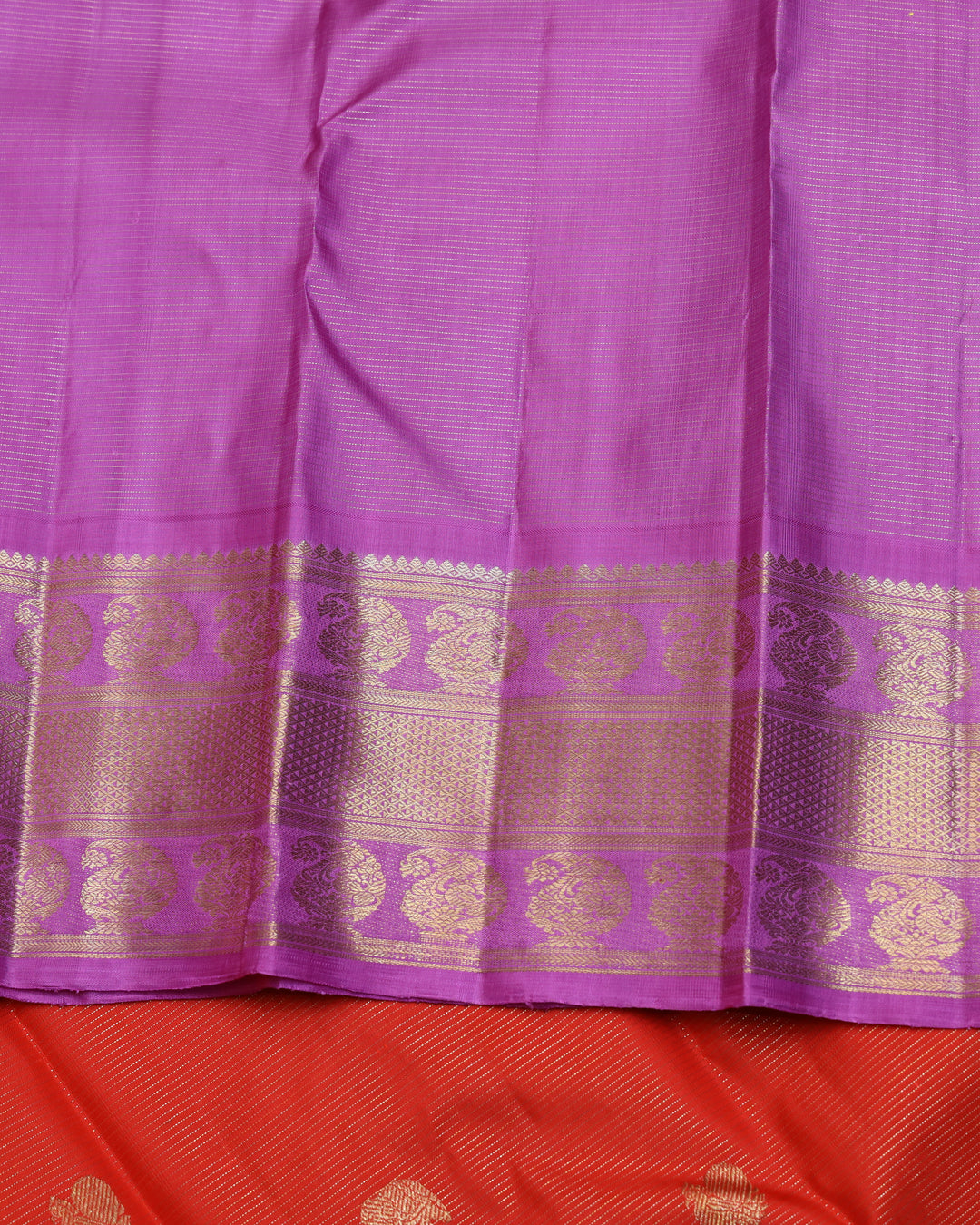 Red and Lavender pure zari silk saree