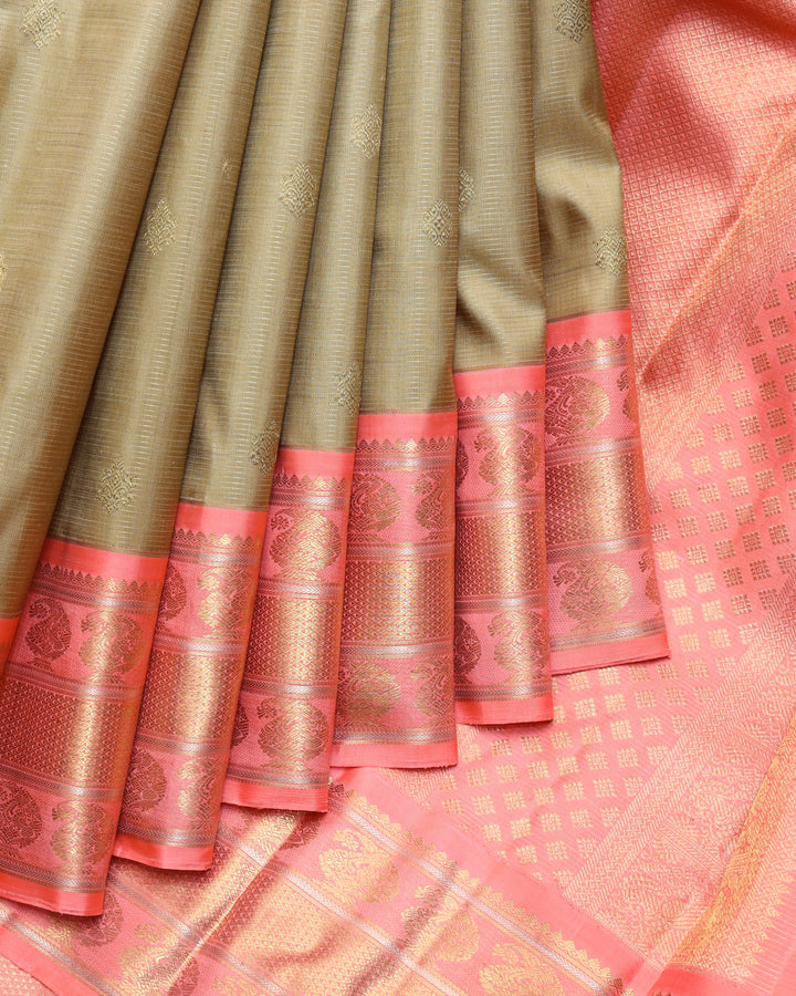 Granola beige pure zari silk saree