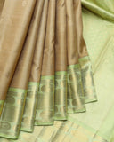 Oat Beige pure zari silk saree