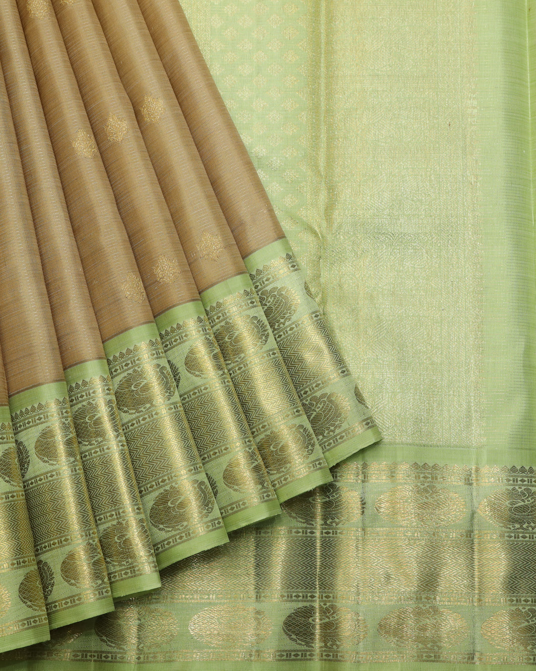 Oat Beige pure zari silk saree