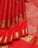 Chilli red pure zari silk saree