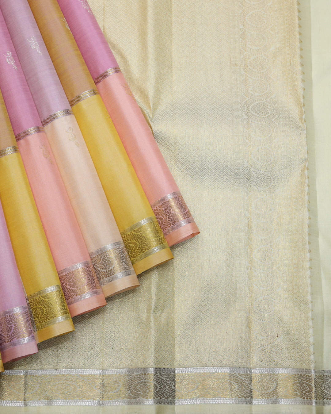 Multi colour pure zari silk saree