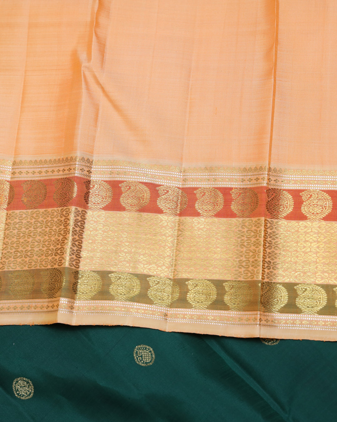Pine green pure zari silk saree