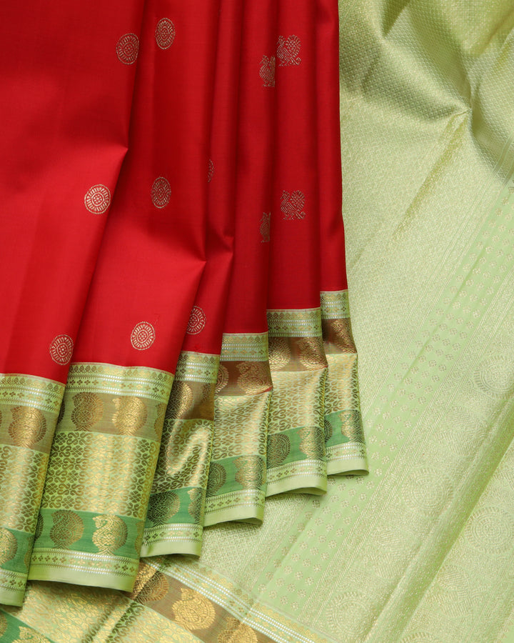 Red and Green bridal pure zari silk saree silk saree
