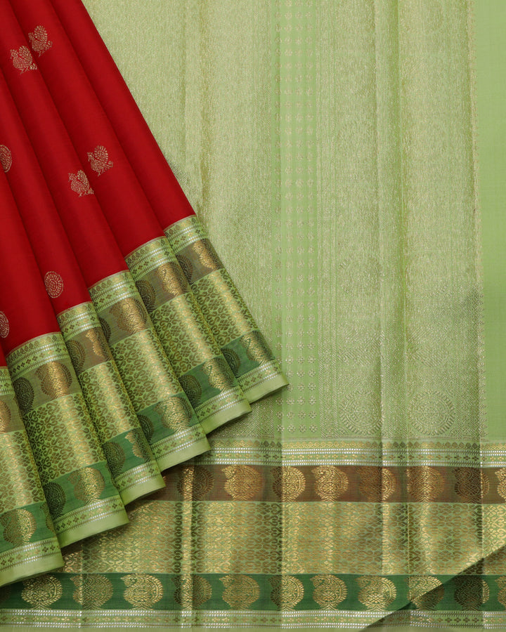 Red and Green bridal pure zari silk saree silk saree