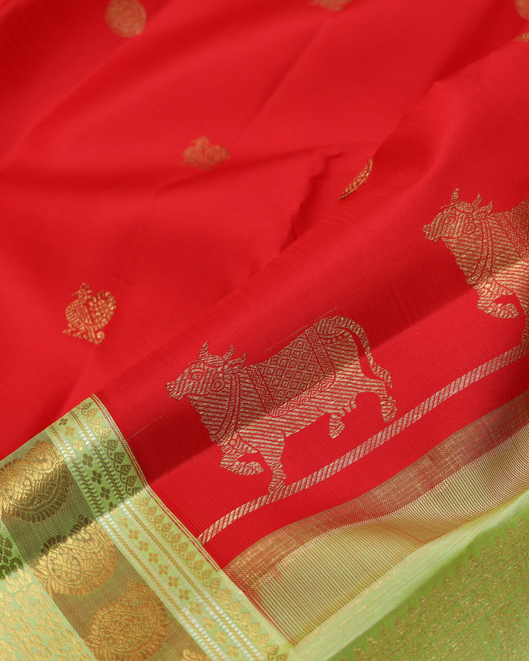 Red and Green bridal pure zari silk saree silk saree
