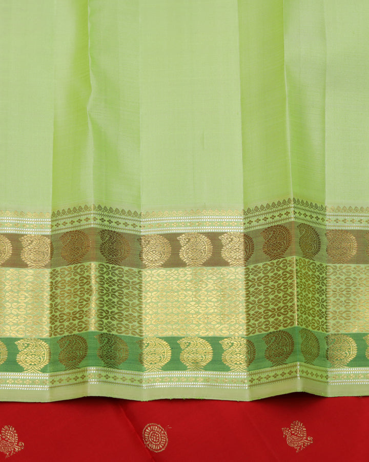 Red and Green bridal pure zari silk saree silk saree