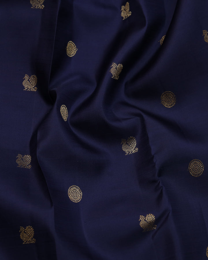 Navy blue pure zari silk saree