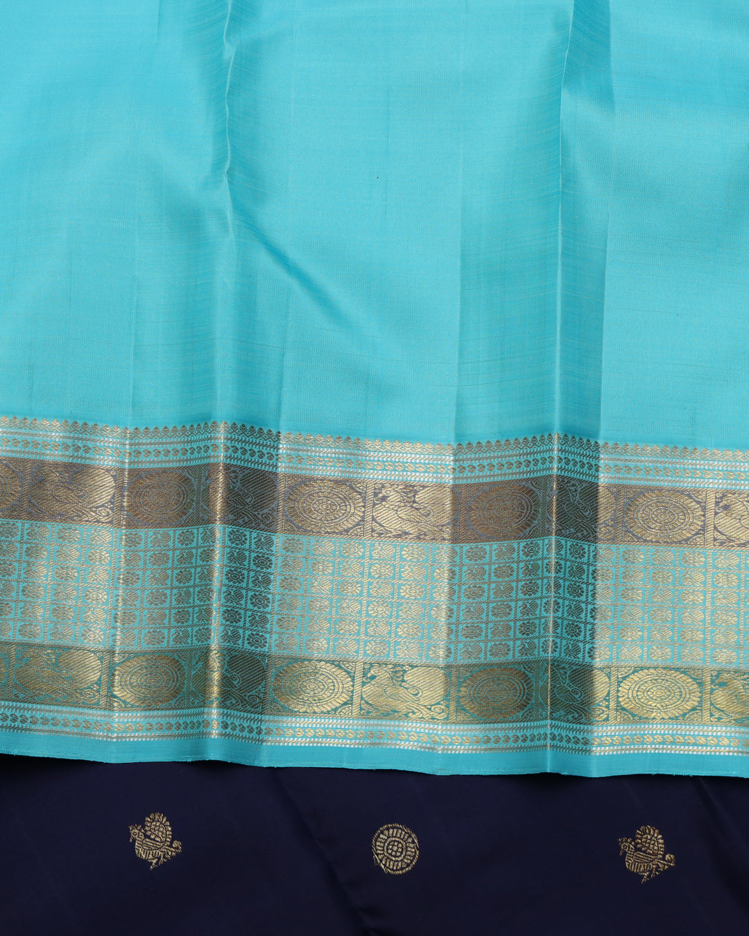 Navy blue pure zari silk saree