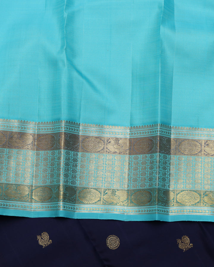 Navy blue pure zari silk saree