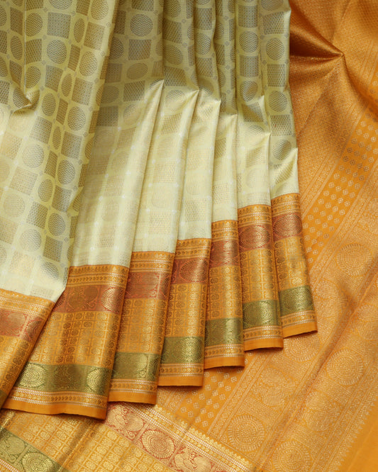 Malai yellow pure zari silk saree