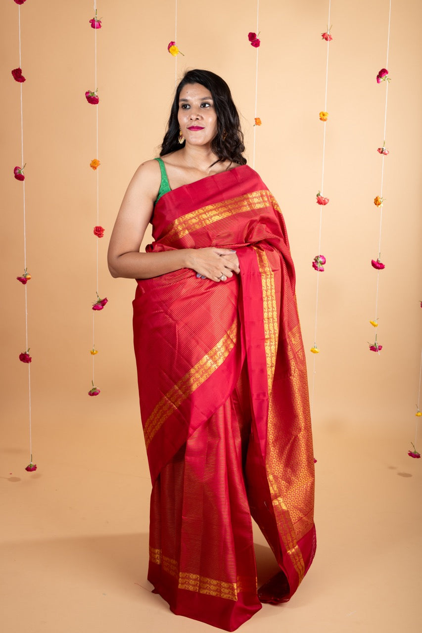 Red pure silk saree