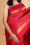 Red pure silk saree