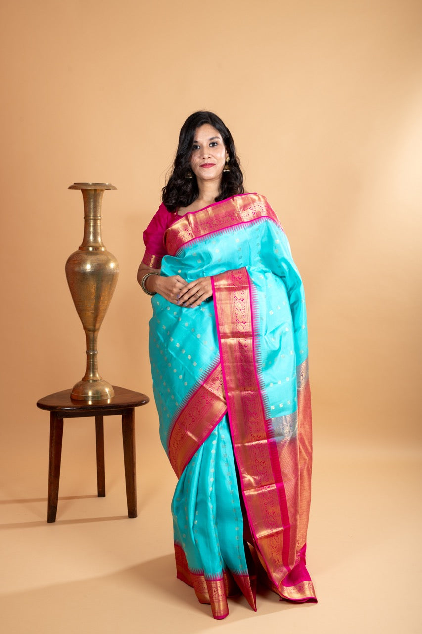 Light blue pure silk saree