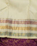 Purple and Cream pure zari silk saree