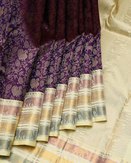 Jamun Purple pure zari silk saree
