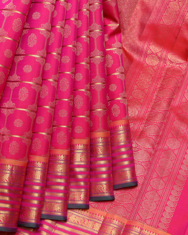 Pink and Gold pure zari silk saree