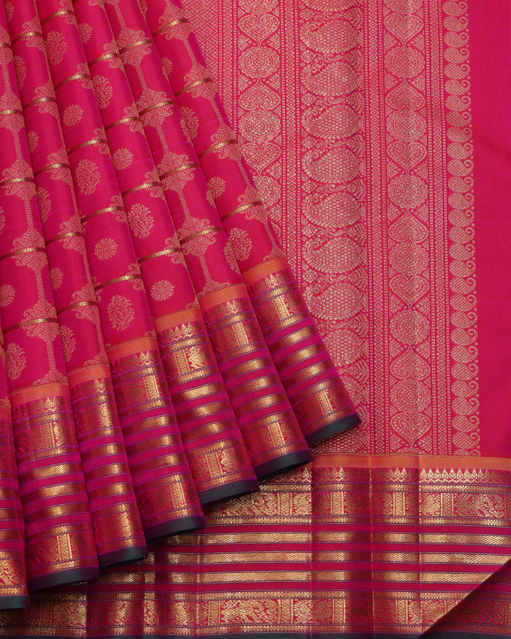 Pink and Gold pure zari silk saree