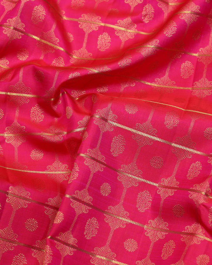 Pink and Gold pure zari silk saree
