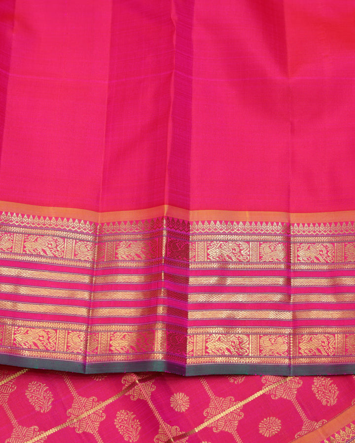 Pink and Gold pure zari silk saree