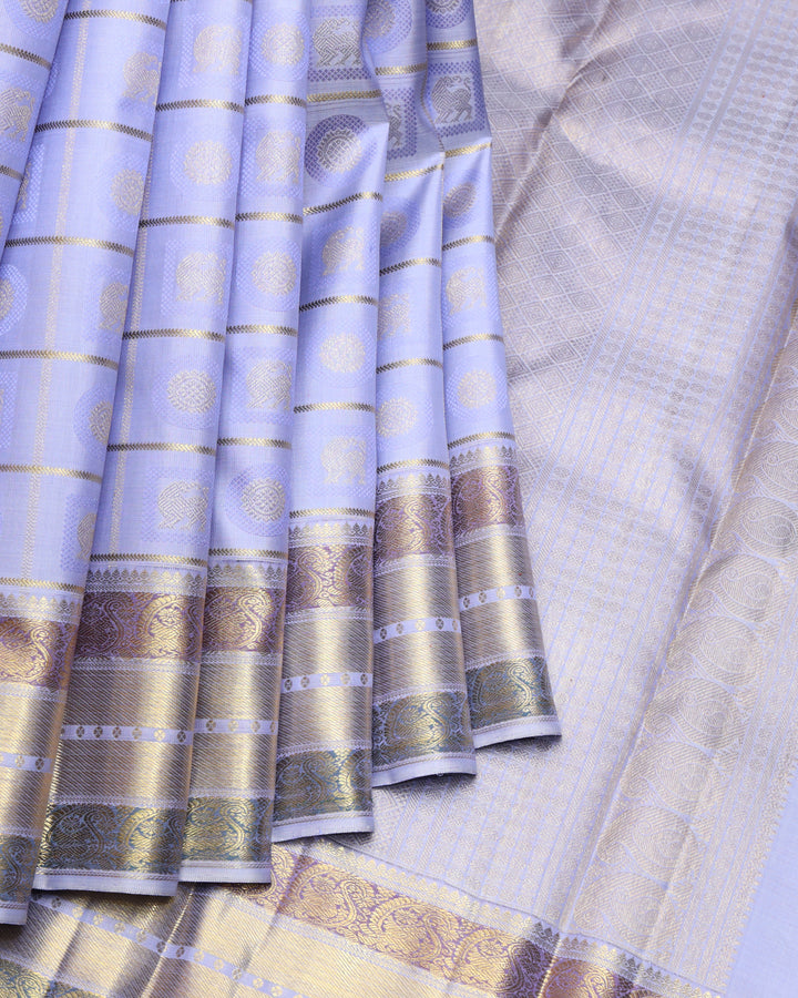 Periwinkle pure zari silk saree