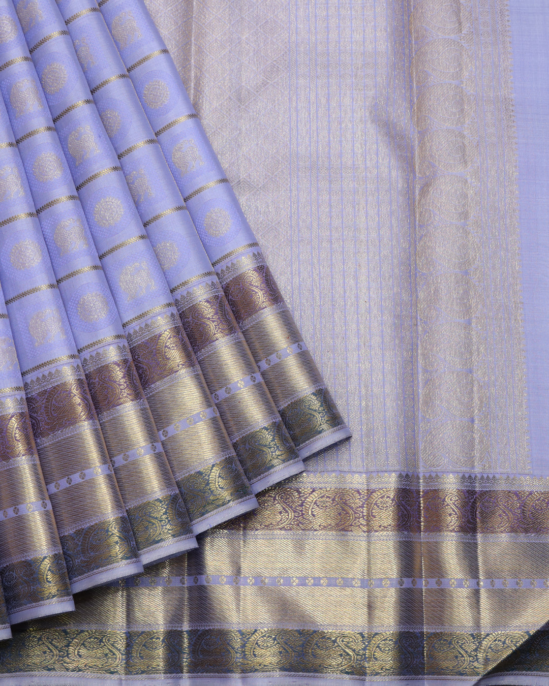 Periwinkle pure zari silk saree
