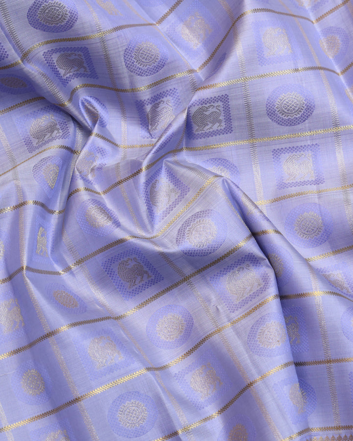 Periwinkle pure zari silk saree