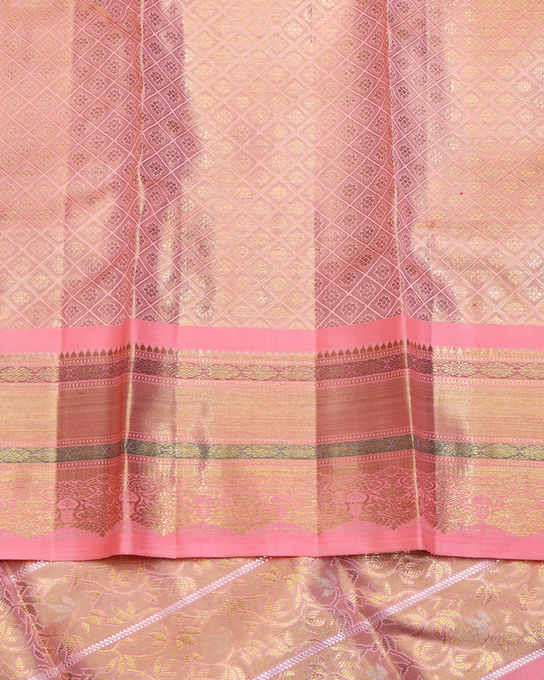 Peach tissue pure zari silk saree