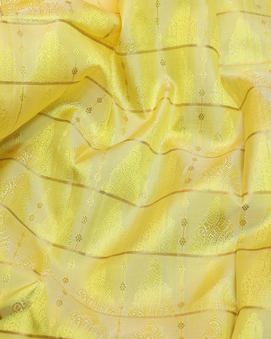 Lemon yellow pure zari silk saree