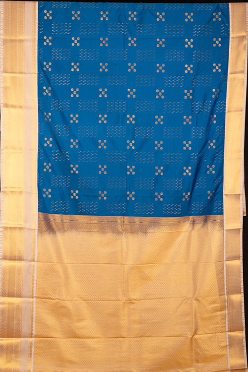 Blue and cream semi silk saree