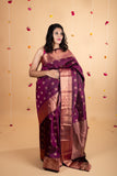 Wine purple pure silk saree