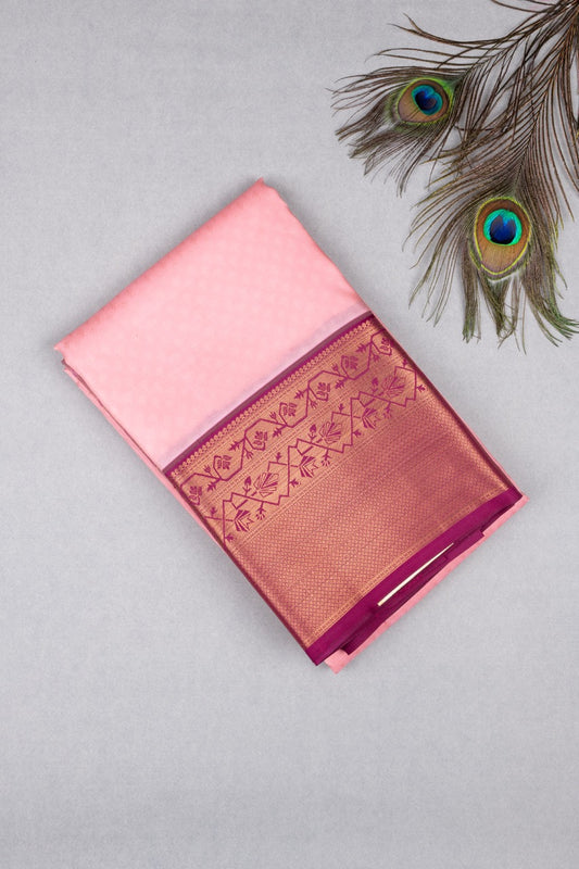 Peachish Pink Pure Touch Silk Saree