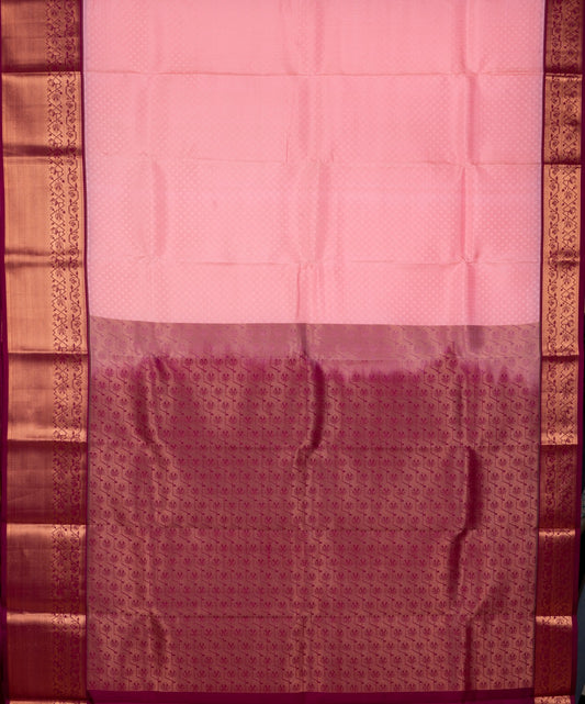 Peachish Pink Pure Touch Silk Saree