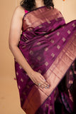 Wine purple pure silk saree