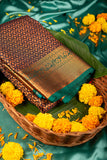 Black and Teal semi silk saree