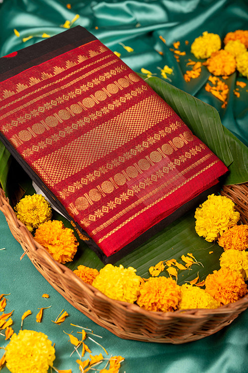 Black Kanchi Cotton Saree