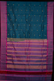Blue and Pink Pure Kanchi Cotton Saree