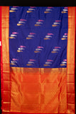 Blue and red korvai semi silk saree