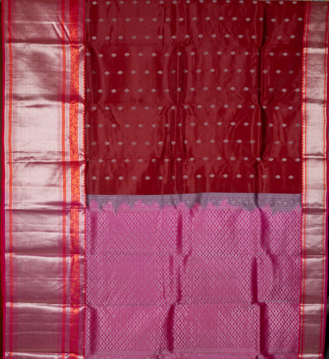 Brown Pink Pure Touch Silk Saree