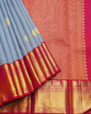 Kanchipuram Grey Colour Silk Saree