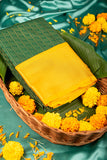 Dark green and mustard semi silk saree